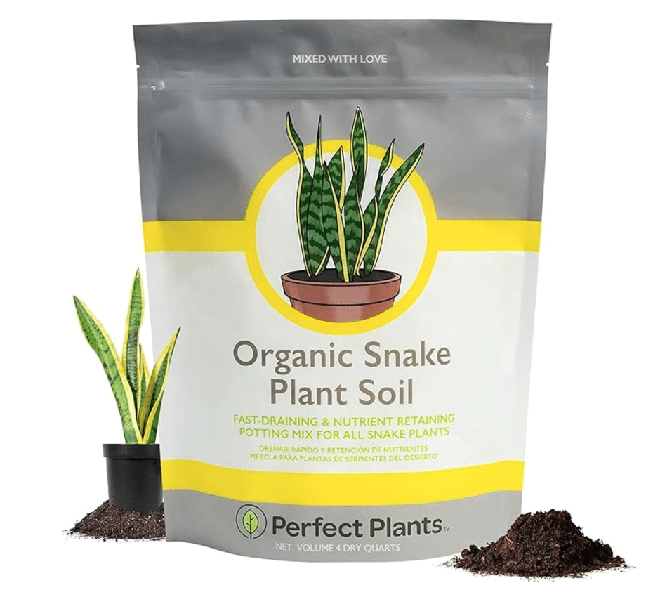 Organic snake plant soil with snake plant on the packet